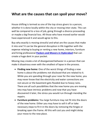 What are the causes that can spoil your move