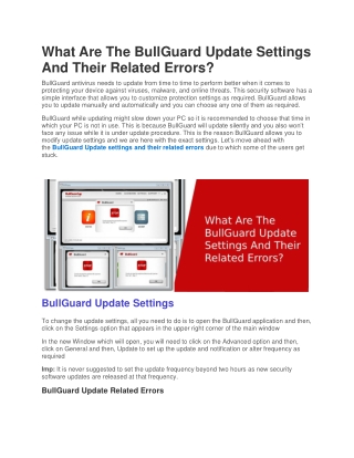 What Are The BullGuard Update Settings And Their Related Errors?