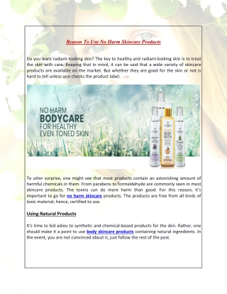 Reason To Use No Harm Skincare Products