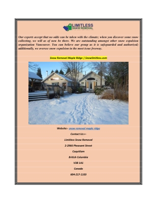 Snow Removal Maple Ridge  Snowlimitless.com