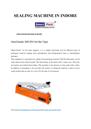 SEALING MACHINE IN INDORE