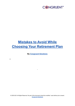 Mistakes to Avoid While Choosing Your Retirement Plan