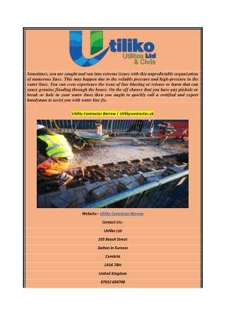 Utility Contractor Barrow  Utilitycontractor.uk