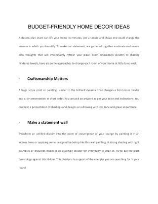 BUDGET-FRIENDLY HOME DECOR IDEAS