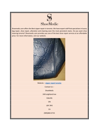 zipper repair toronto | shoemedic.com