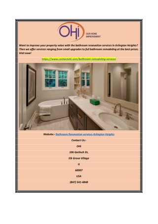 Bathroom Renovation Services in Arlington Heights  Contactohi.com