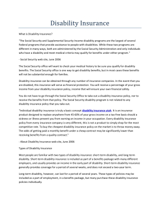 Disability Insurance