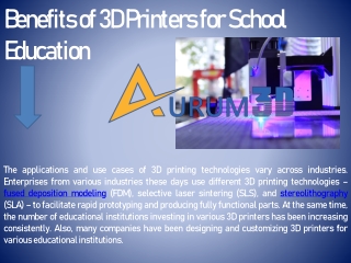 Benefits of 3D Printers for School Education - Aurum3D