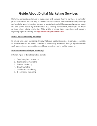 Guide About Digital Marketing Services