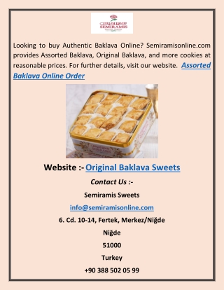 Original Baklava Sweets SDDS