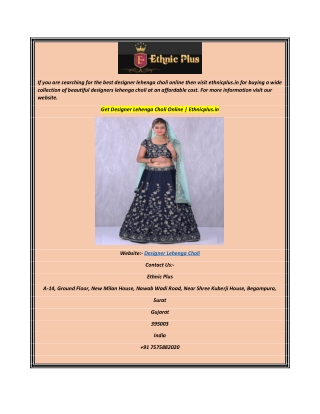 Get Designer Lehenga Choli Online  Ethnicplus.in