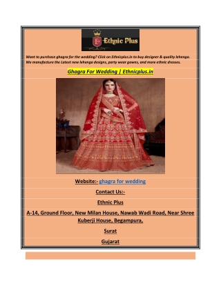 Ghagra For Wedding  Ethnicplus.in