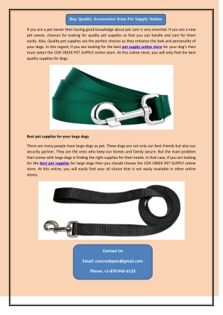 Buy Quality Accessories from Pet Supply Online Store