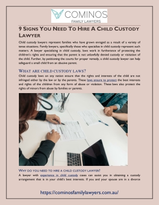 9 Signs You Need to Hire a Child Custody Lawyer