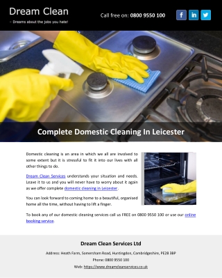 Complete Domestic Cleaning In Leicester