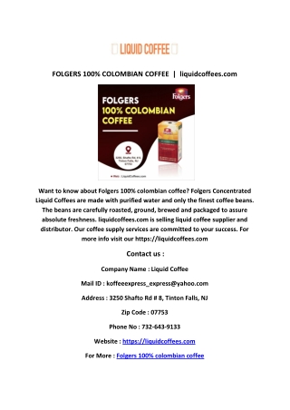Folgers 100% colombian coffee