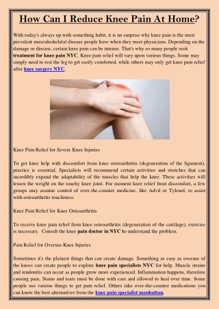 How Can I Reduce Knee Pain At Home