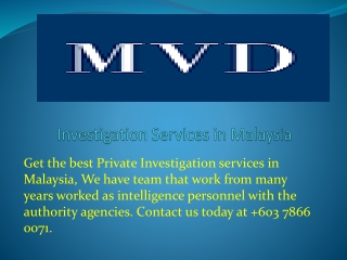Investigation Services in Malaysia