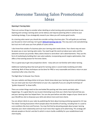 Awesome Tanning Salon Promotional Ideas