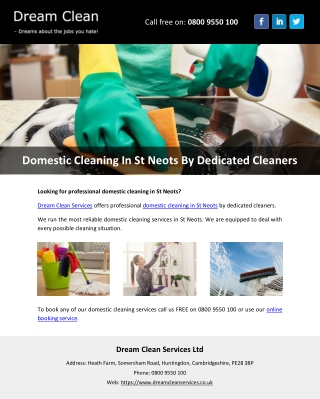 Domestic Cleaning In St Neots By Dedicated Cleaners