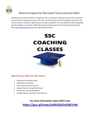 Want to Prepare for SSC Exam - Join GDCC