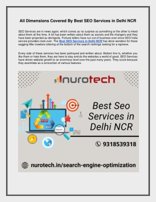 All Dimensions Covered By Best SEO Services in Delhi NCR