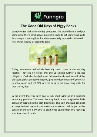 Digital Piggy Bank | Funngro.com