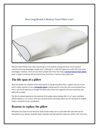 How Long Should A Memory Foam Pillow Last