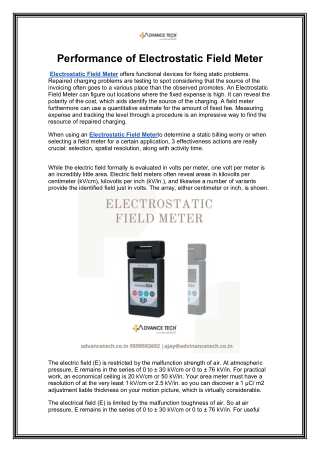 Performance of Electrostatic Field Meter