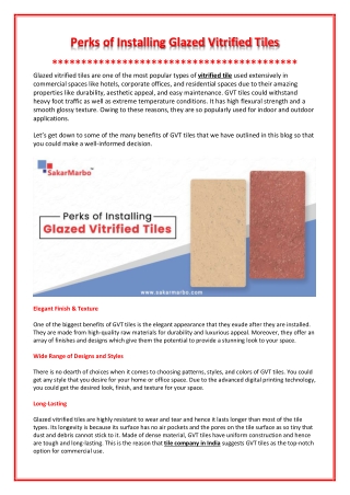 Top Benefits of Glazed Vitrified Tiles