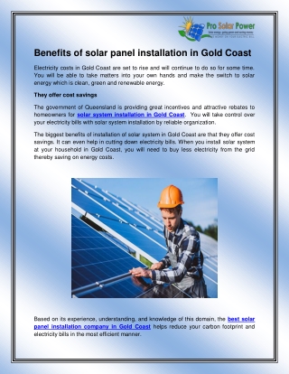 Solar System Installation in Gold Coast