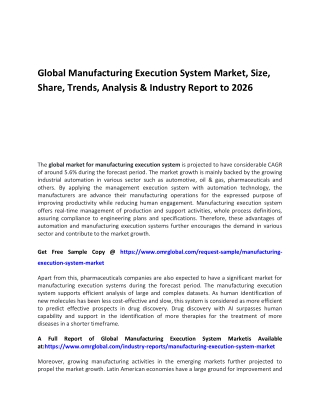 Global Manufacturing Execution System Market