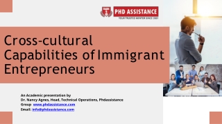 Cross-cultural Capabilities of Immigrant Entrepreneurs - Phdassistance