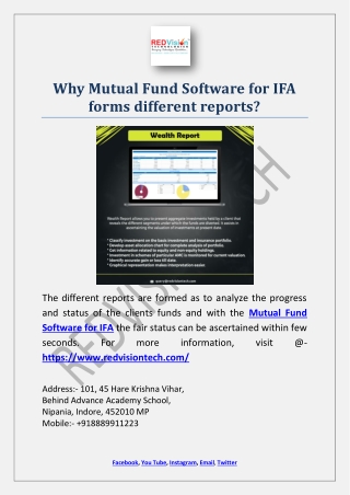 Why Mutual Fund Software for IFA forms different reports