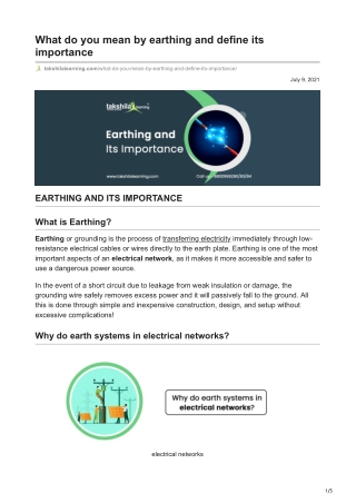What do you mean by Earthing and Define its Importance