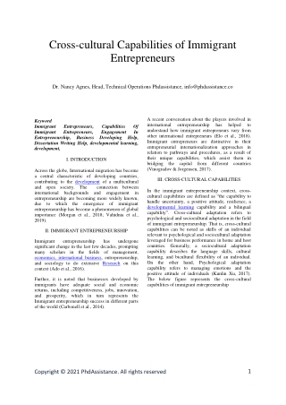 Cross-cultural Capabilities of Immigrant Entrepreneurs - Phdassistance