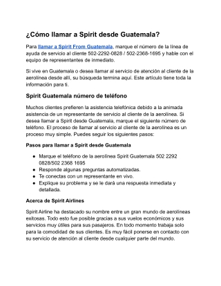 ¿Como llamar a Spirit desde Guatemala?