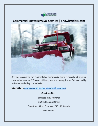 Commercial Snow Removal Services | Snowlimitless.com