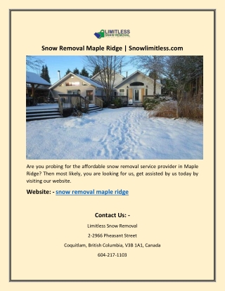 Snow Removal Maple Ridge | Snowlimitless.com