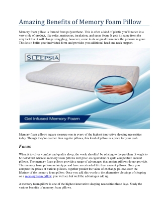 Amazing Benefits of Memory Foam Pillow