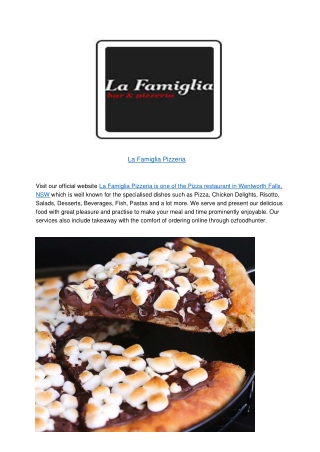 5% Off - La Famiglia Pizzeria Takeaway Menu Wentworth Falls,NSW