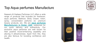 Top Aqua perfumes Manufacturers in Dubai, UAE