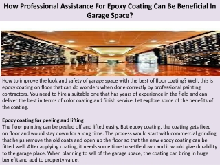 How Professional Assistance For Epoxy Coating Can Be Beneficial In Garage Space?