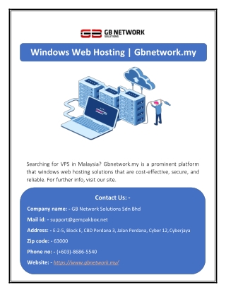 Windows Web Hosting | Gbnetwork.my