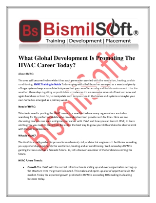 What Global Development Is Promoting The HVAC Career Today