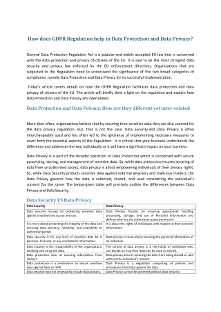How does GDPR Regulation help in Data Protection and Data Privacy-converted