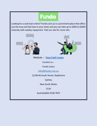 Easy Cash Loans | Fundo.com.au