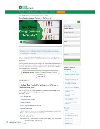 QuickBooks Change Customer To Vendor
