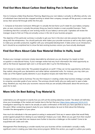 Find Out More About Baking Tray Material In Haifa, Israel