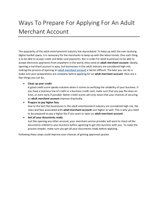 Ways To Prepare For Applying For An Adult Merchant Account